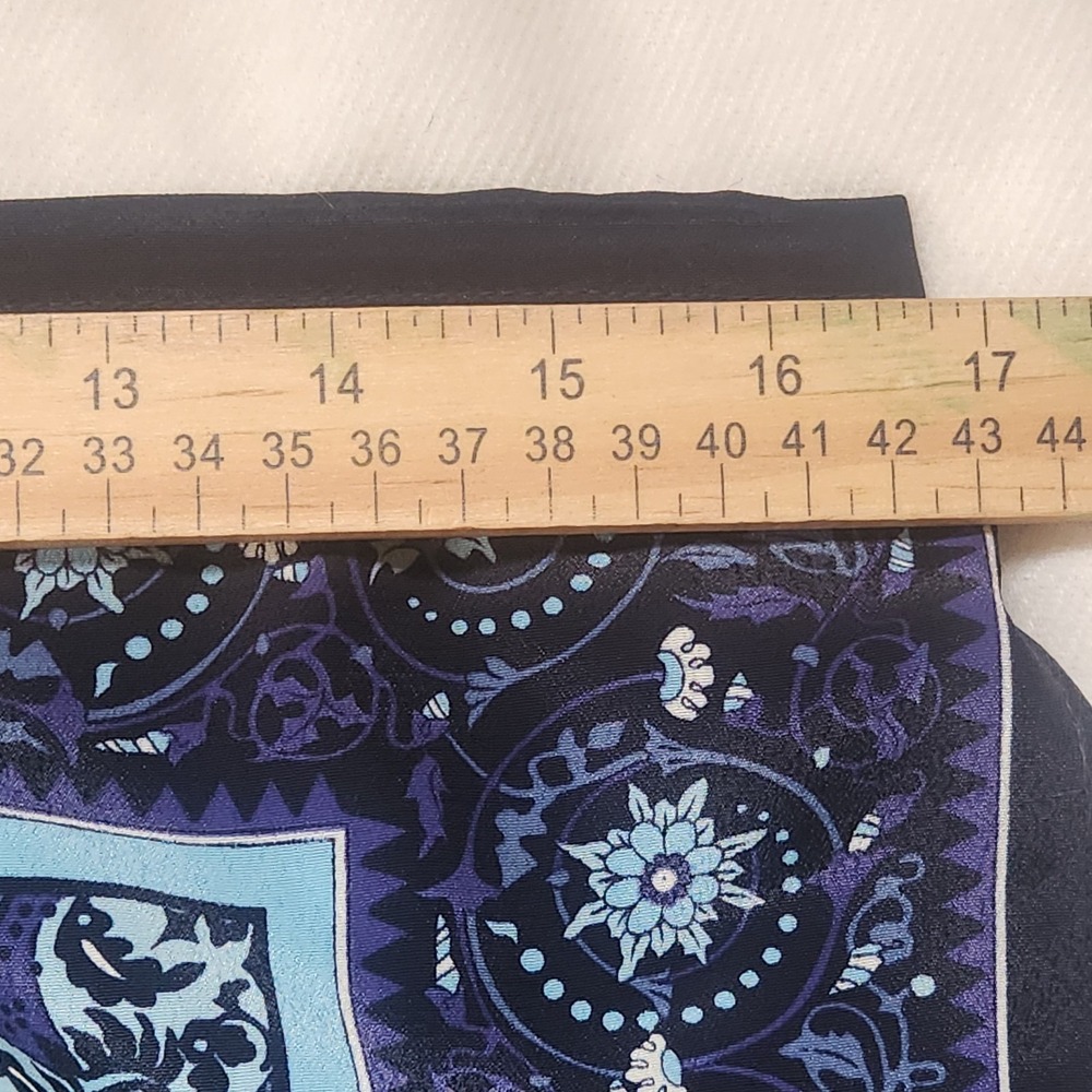 Vintage 90s Midi Skirt Blue Geometric Floral Print Size 16 Lightweight‎ - Picture 7 of 8